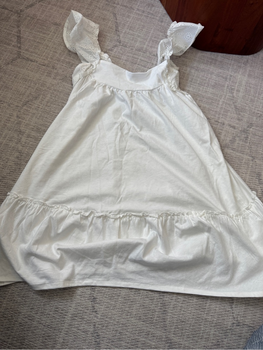 White Girls' flutter sleeve Dress eyelet empire waist sz 9/10Y